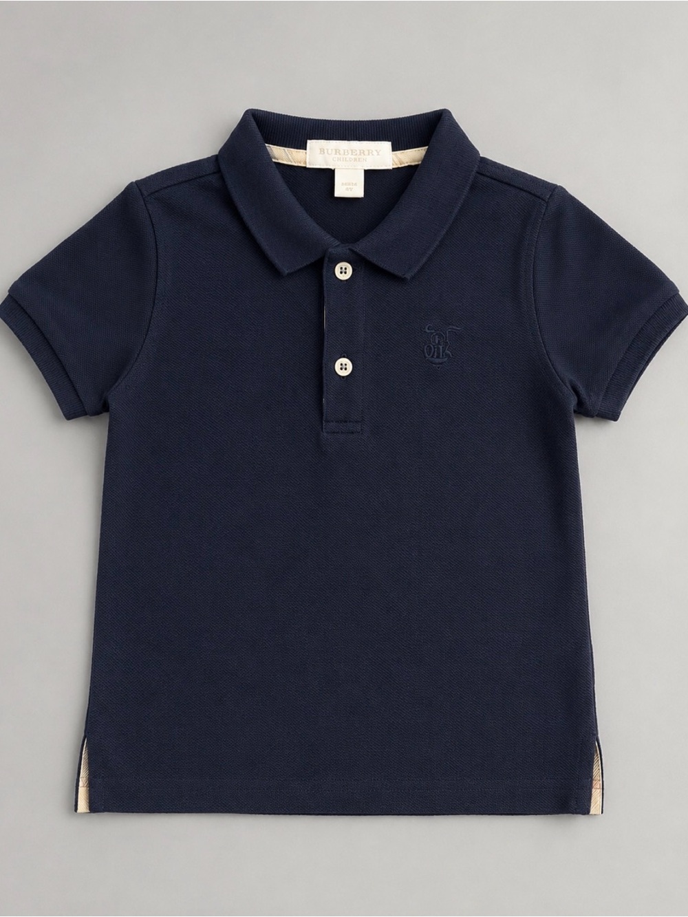 Burberry Navy Blue Polo with Two-Button Placket (6M)